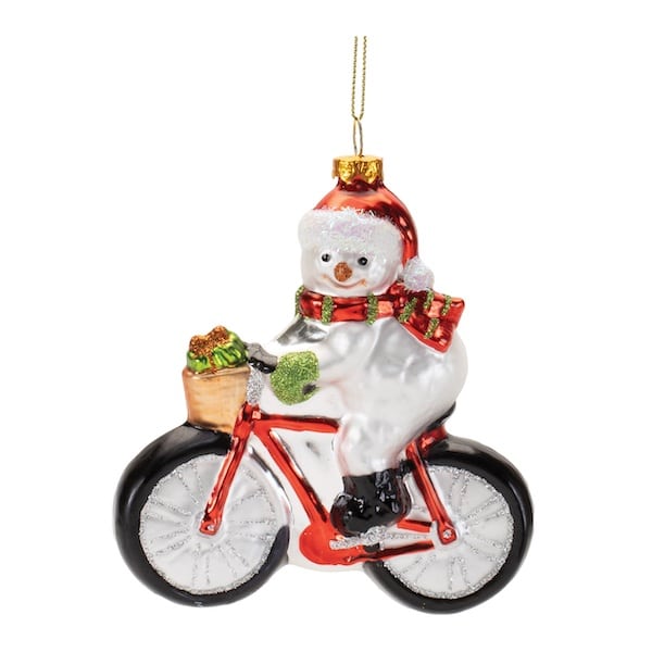 Snowman on Bike Ornament