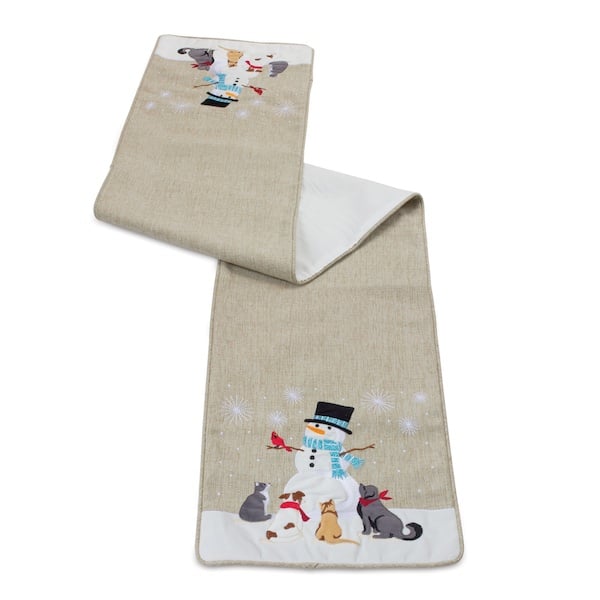 Snowman with Pets Table Runner