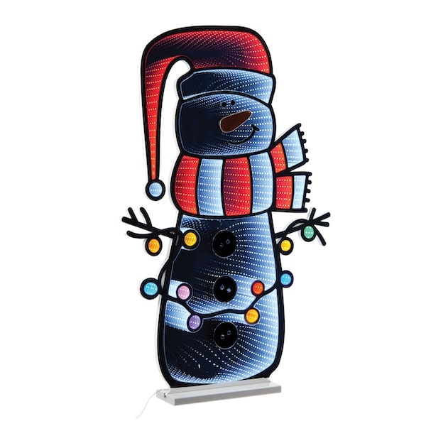 Snowman Wrapped in Lights Infinity Light Lit Decor