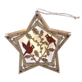 Cardinal Star Lit Ornament