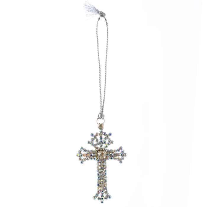 Cross with Colorful Crystals Ornament