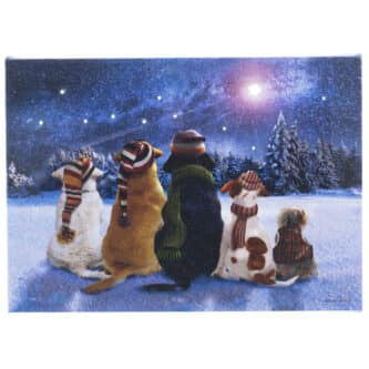 Dogs Waiting For Santa Lighted Print