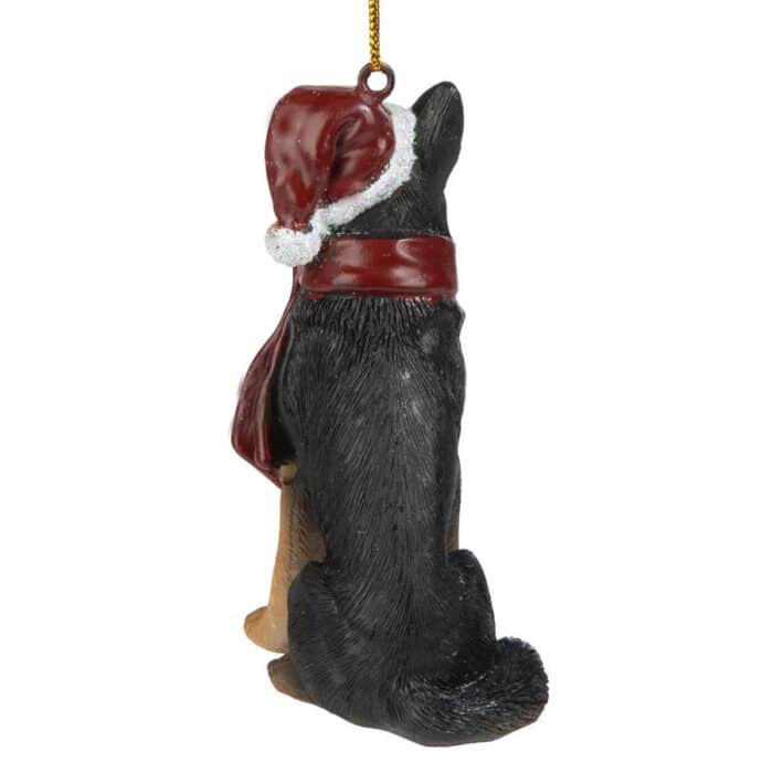 German Shepherd Santa Ornament Back