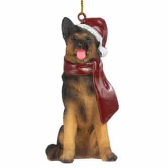 German Shepherd Santa Ornament Front