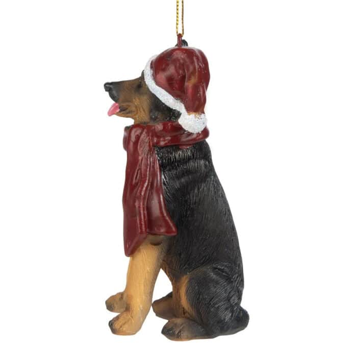 German Shepherd Santa Ornament Side