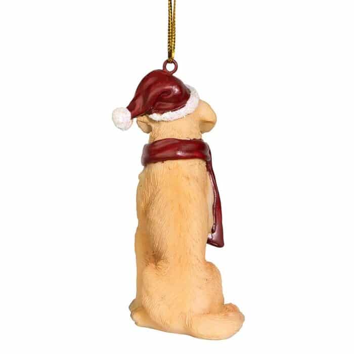 Golden Retriever Santa Ornament Back