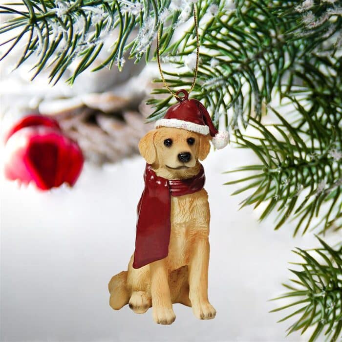 Golden Retriever Santa Ornament Glamour