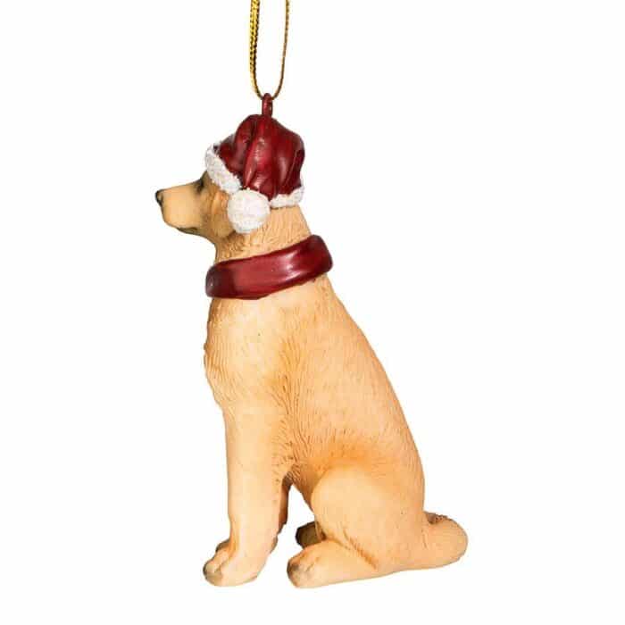 Golden Retriever Santa Ornament Side