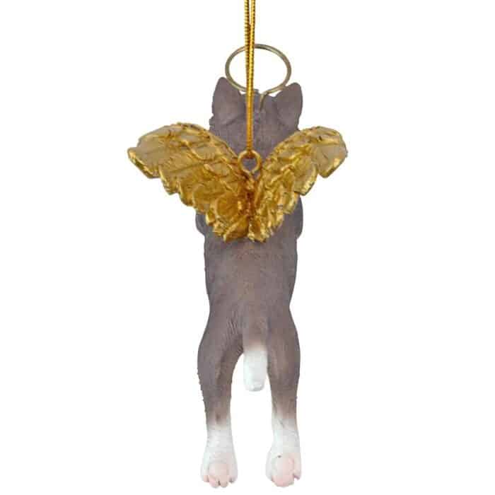 Grey Tabby Holiday Angel Ornament Back