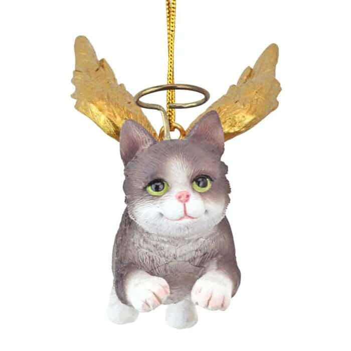 Grey Tabby Holiday Angel Ornament Front