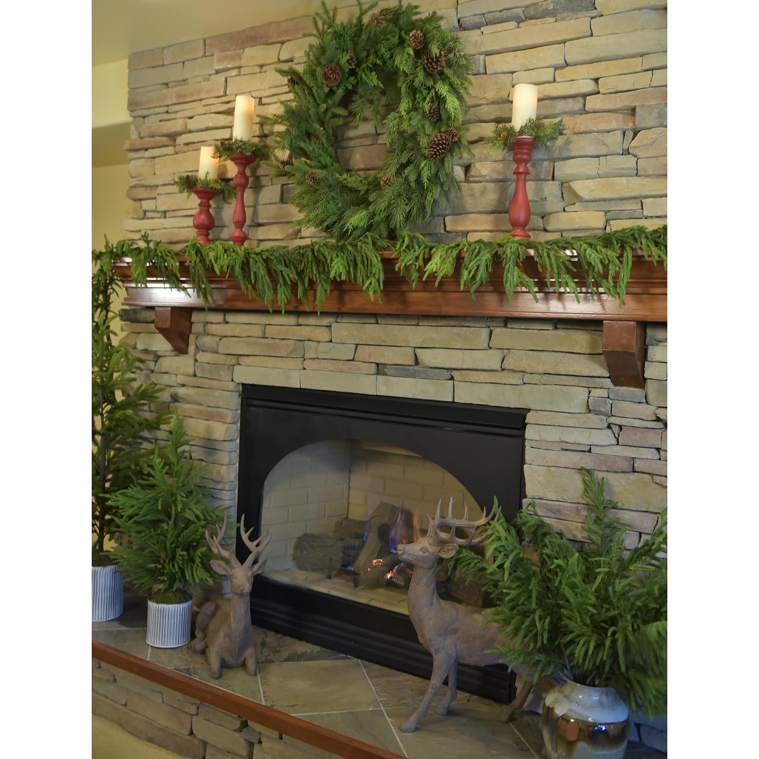 Natural Real Touch Cedar Pine Garland 48″
