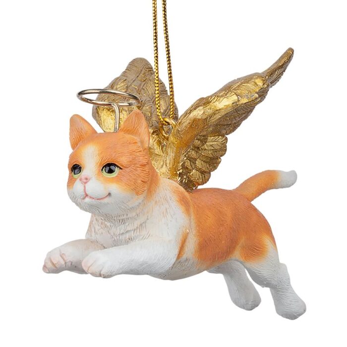 Orange Tabby Holiday Angel Ornament Side