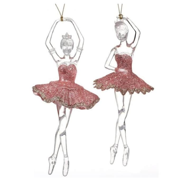 Pink Glitter Ballet Dancer Ornaments