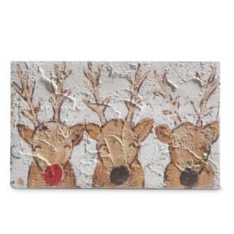 Reindeer Friends Textured Wood Block