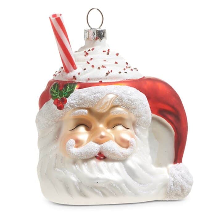 Santa Mug with Whipped Cream Ornament