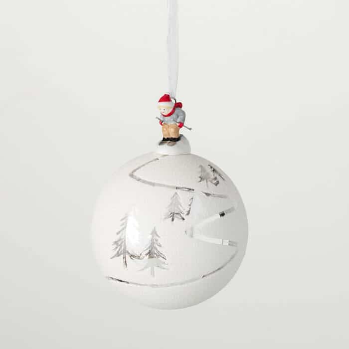 Silver Ski Slope with Skier Ornament