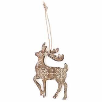 Snowflake Deer Wooden Ornament