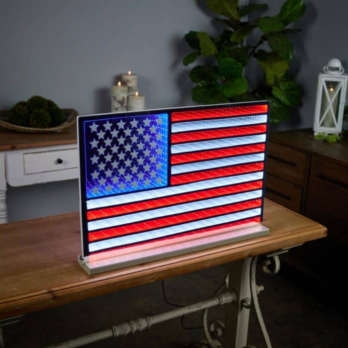 Usa Flag Infinity Light Lit Decor Glamour