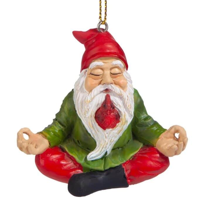 Zen Gnome Cardinal Ornament Front