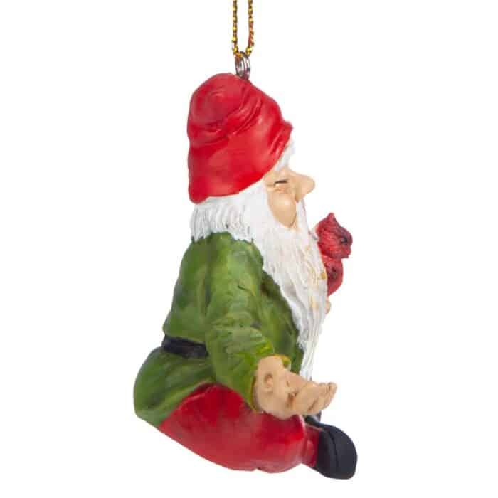 Zen Gnome Cardinal Ornament Side