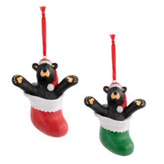 Black Bear In A Stocking Ornament Colors