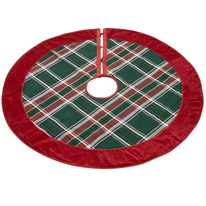 Christmas Plaid Velvet Trim Tree Skirt