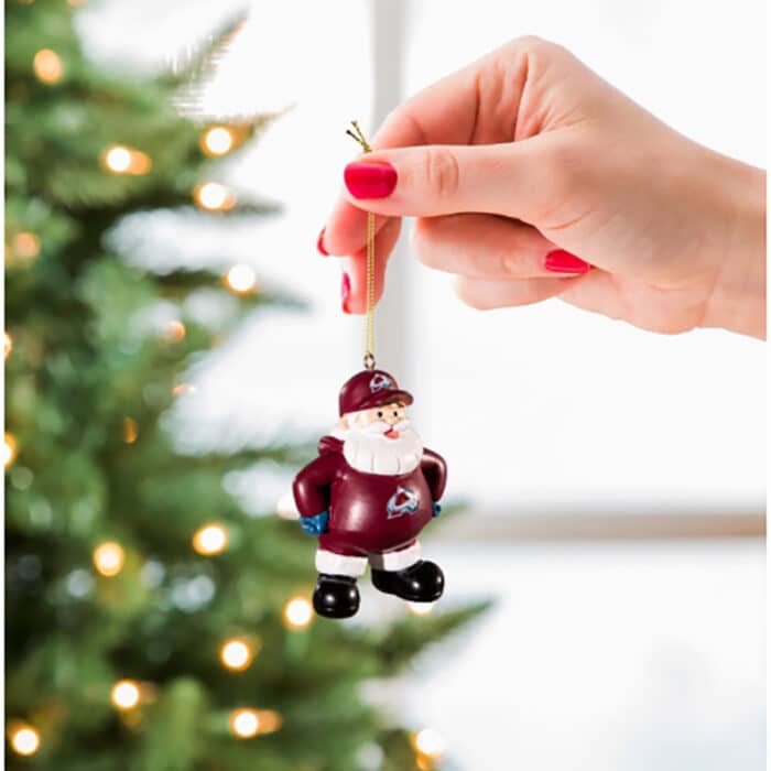 Colorado Avalanche Coach Santa Ornament Glam