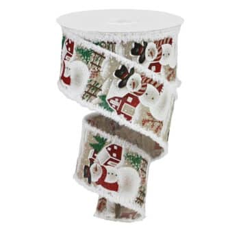 Country Snowman Drift Edge Ribbon 2.5"