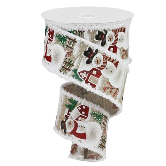 Country Snowman Drift Edge Ribbon 25