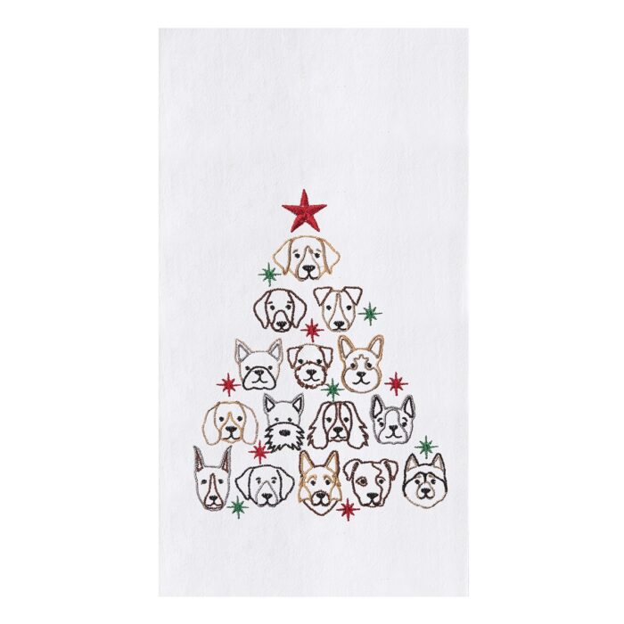 Dog Face Christmas Tree Kitchen Towel