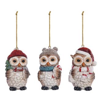 Festive Wide Eyed Owl Ornaments