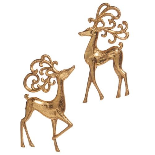 Gold Ornate Antler Deer Ornaments