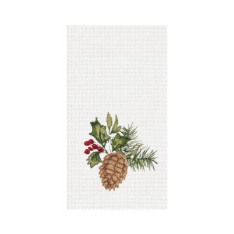 Holly Pine Cone Kitchen Towel