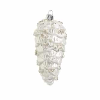 Metallic White Pinecone Ornament