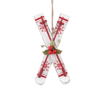 Nordic Skis Holly Ornament