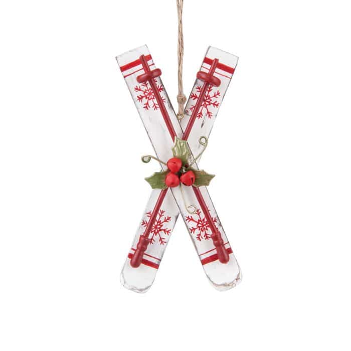 Nordic Skis Holly Ornament