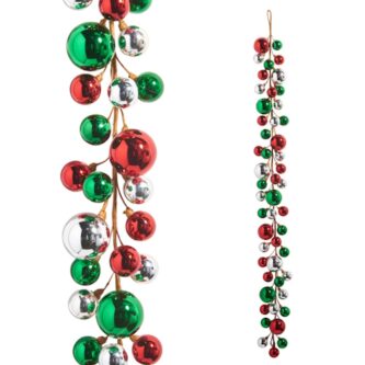 Red Green and Silver Ball Garland