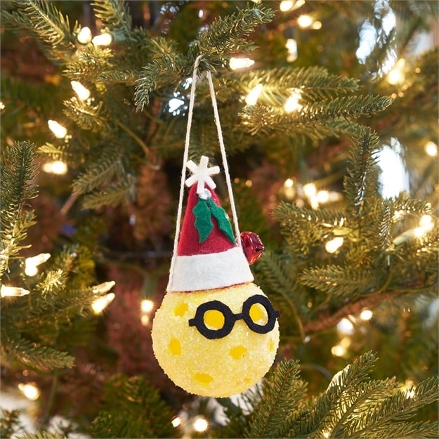 Santa Pickle Ball Ornament