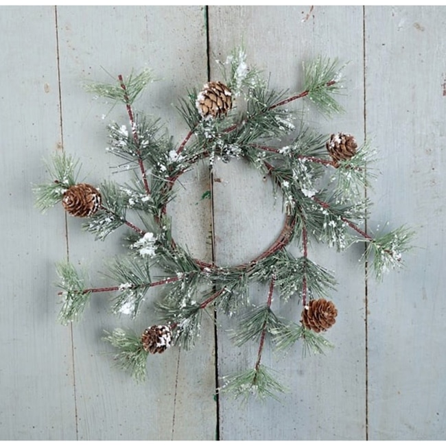 Snowy Farmhouse Pine Candle Ring