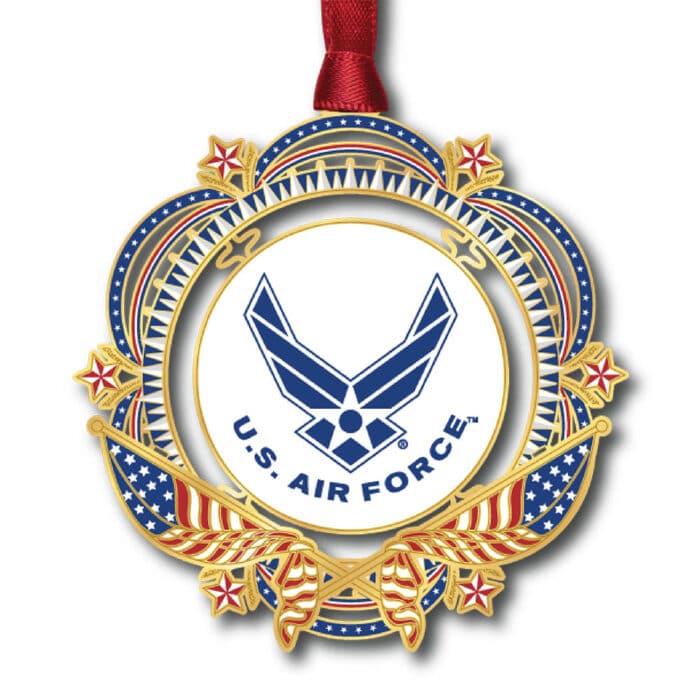 Us Air Force Seal with Flag Ornament