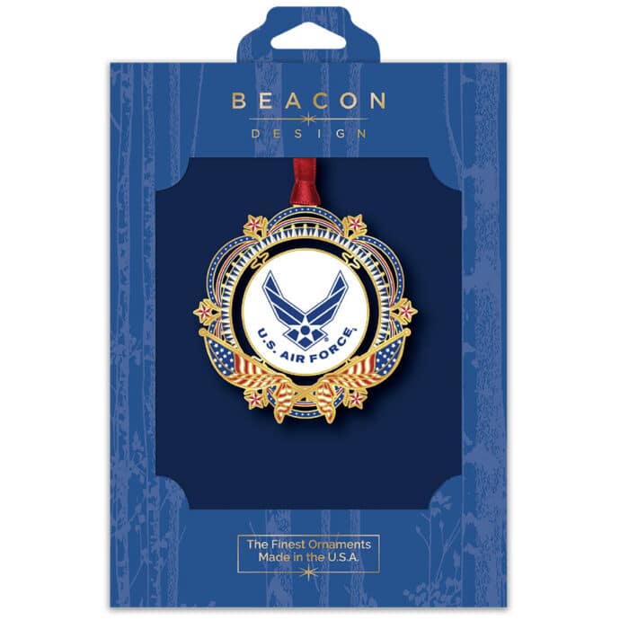 Us Air Force Seal with Flag Ornament Box