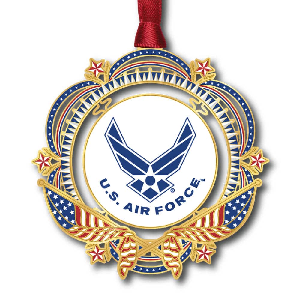 Us Air Force Seal with Flag Ornament