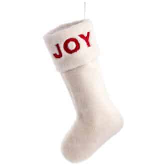 White Faux Fur JOY Stocking