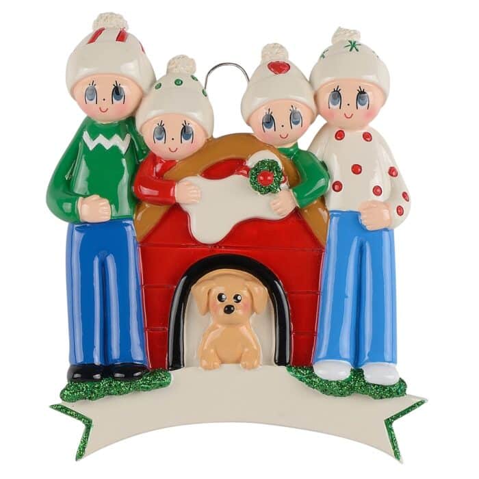 Dog House Family Ornament Personalized Four