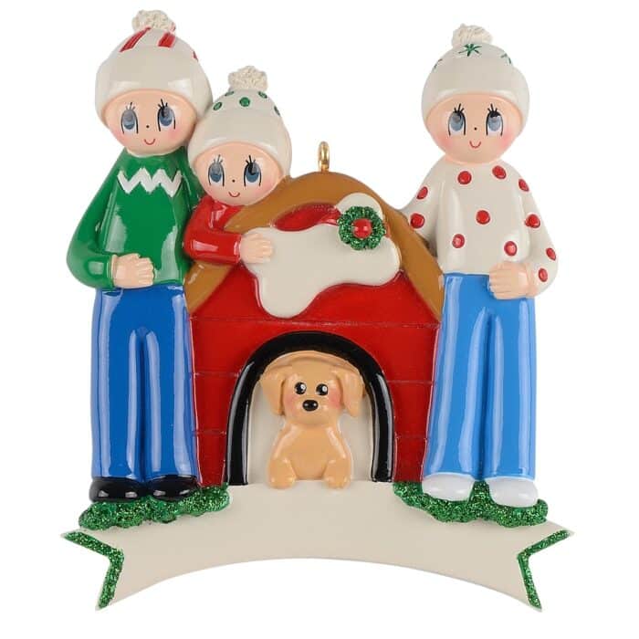 Dog House Family Ornament Personalized Three