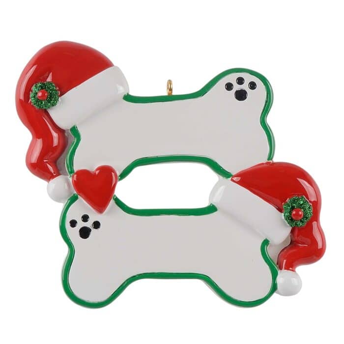 Double Dog Bone Ornament Personalized