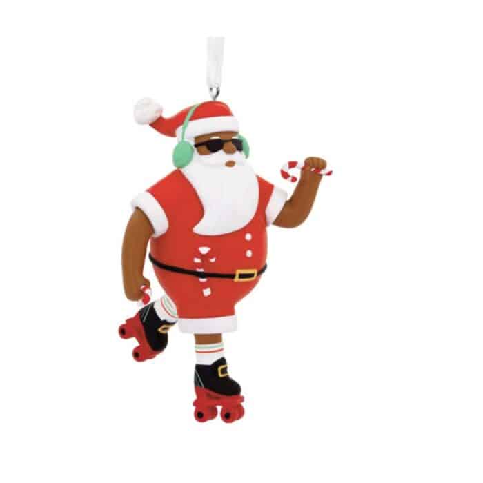 Mahogany Skating Santa Ornament