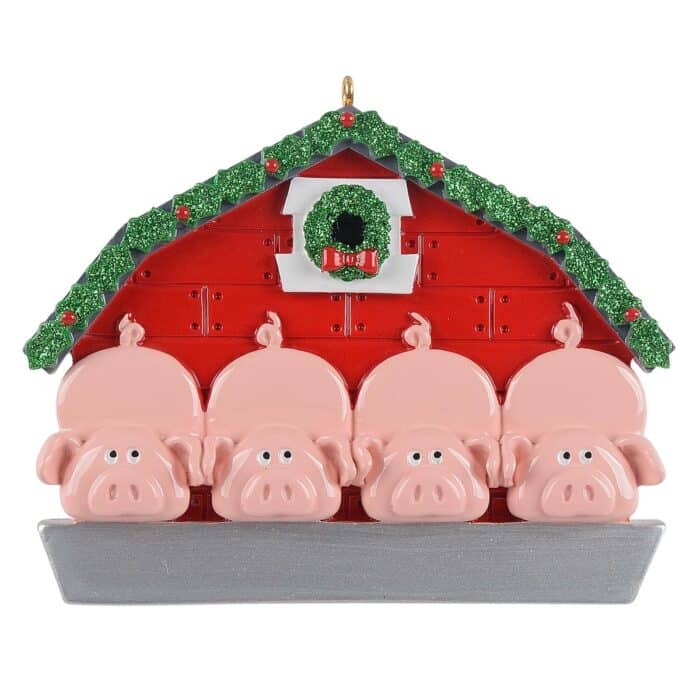 Pigs on the Farm Family Ornament Personalized Four