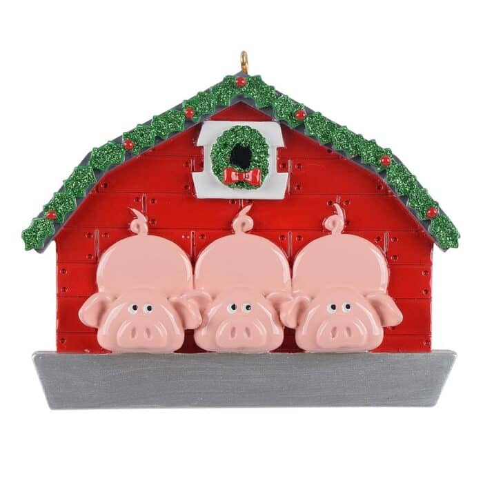 Pigs on the Farm Family Ornament Personalized Three