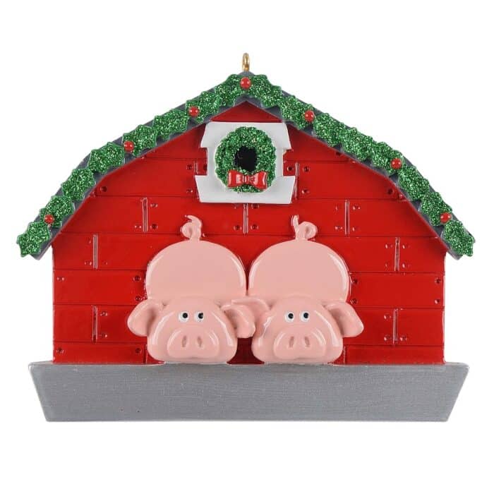 Pigs on the Farm Family Ornament Personalized Two